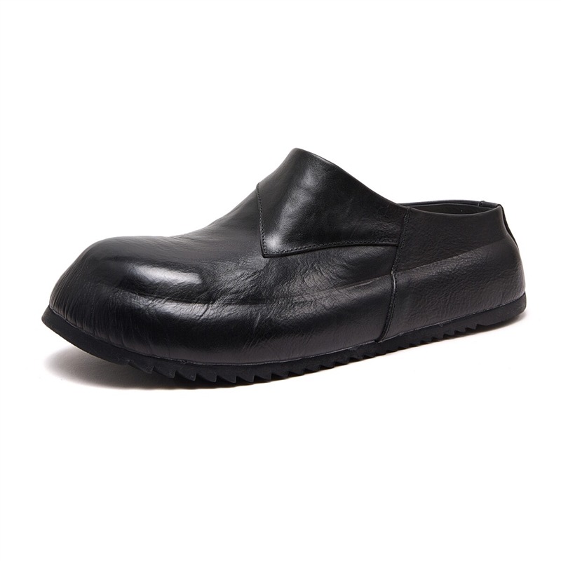 Leather Work Flats - Mules en cuir véritable de luxe