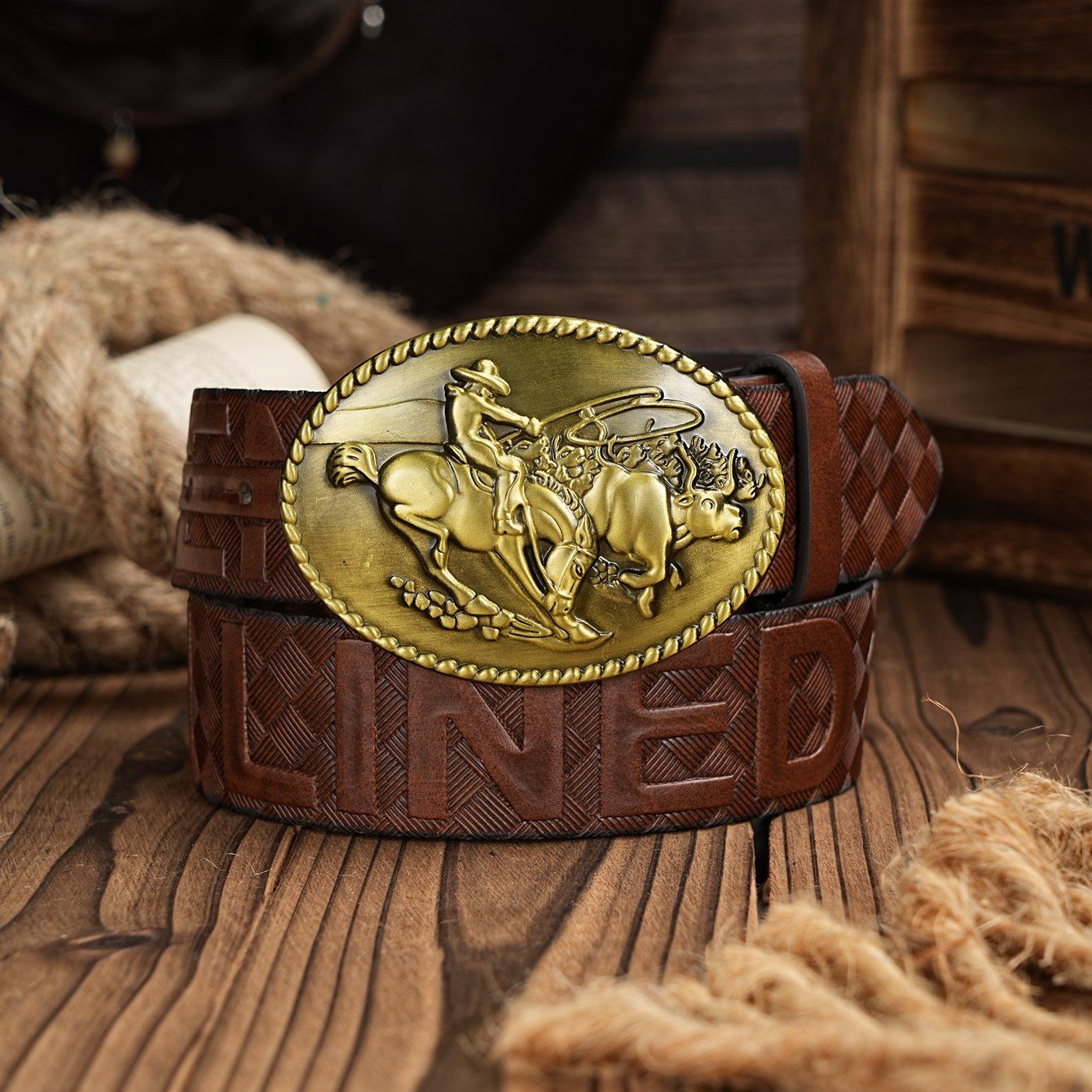 Leather Works Belt - Ceinture décontractée rétro pour homme et