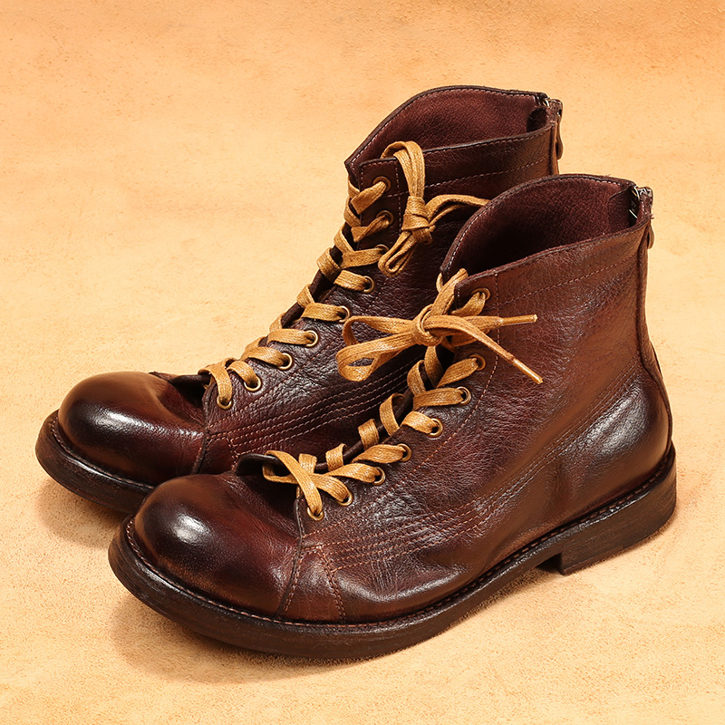 Leather Work Flats - Bottes montantes en cuir de cheval