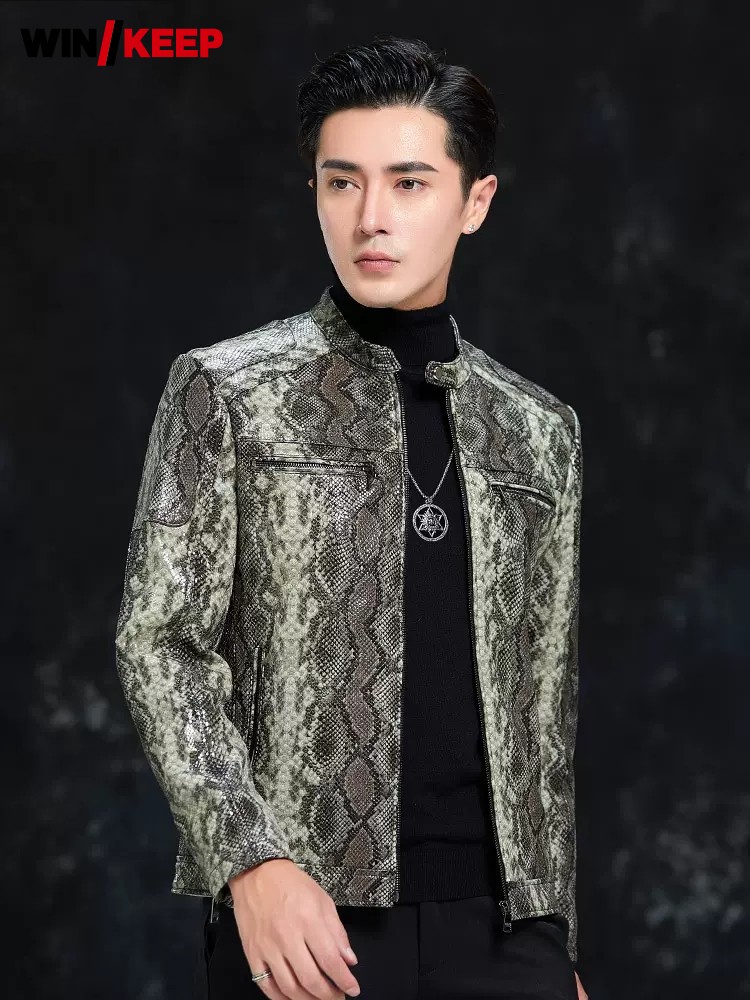 Leather Work Jacket Mens - Veste en cuir véritable pour homme,