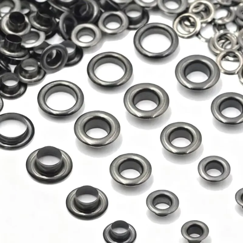 Leatherwork Eyelets - 100 Ensembles de Œillets Métalliques Noirs