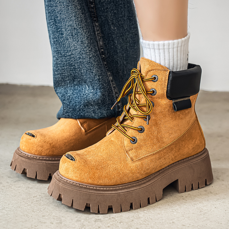 Leather Work Flats - Bottes montantes classiques en cuir pour