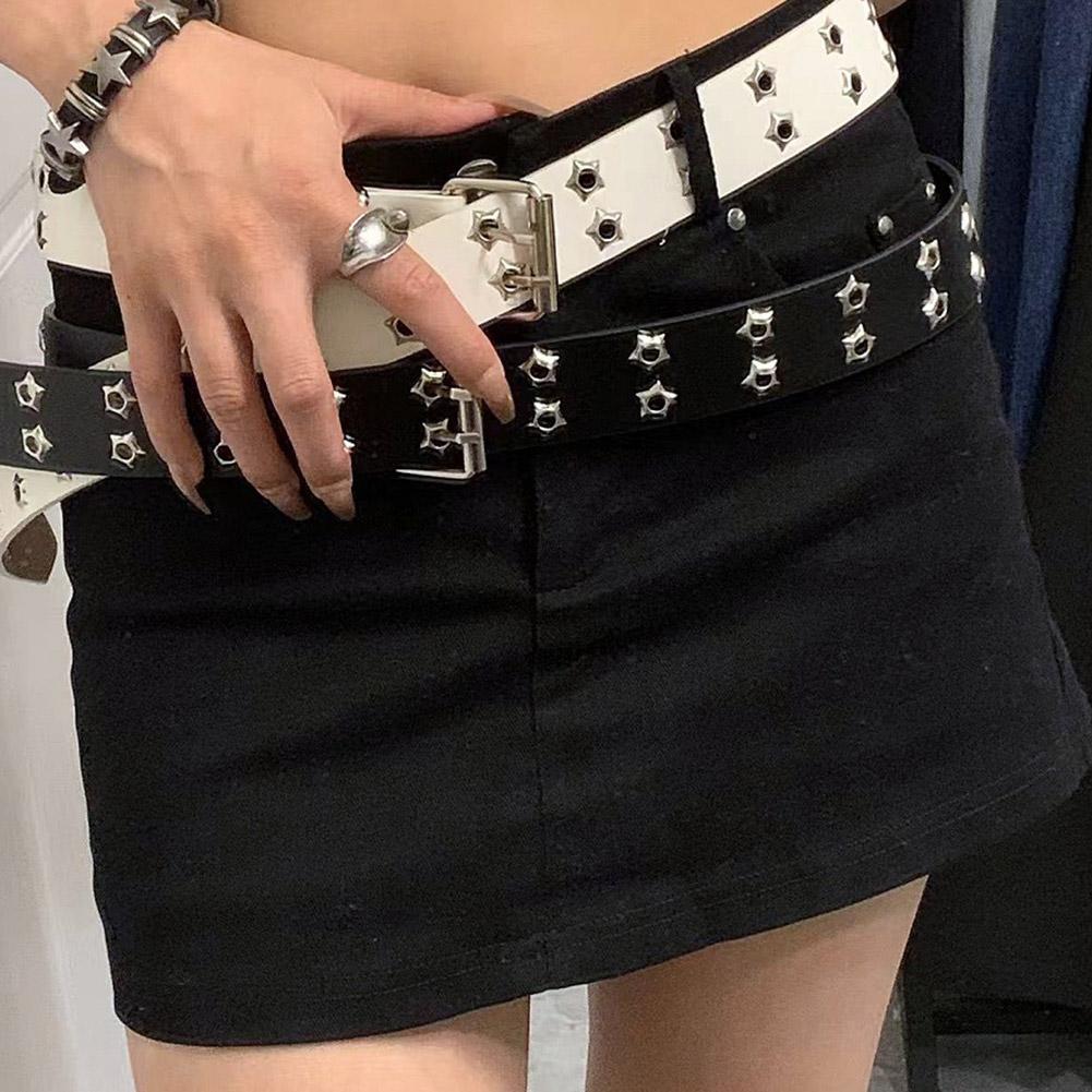 Leatherwork Eyelets - Ceinture en cuir Y2K Punk à