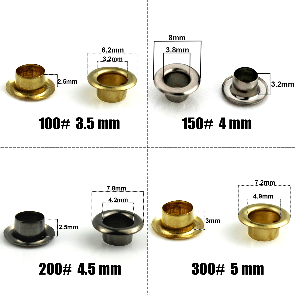 Leatherwork Eyelets - 100 ensembles d'œillets en laiton de