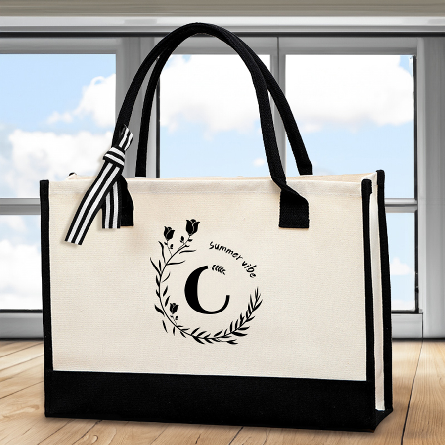 Leatherwork Letters - Sac fourre-tout en cuir imprimé lettres,