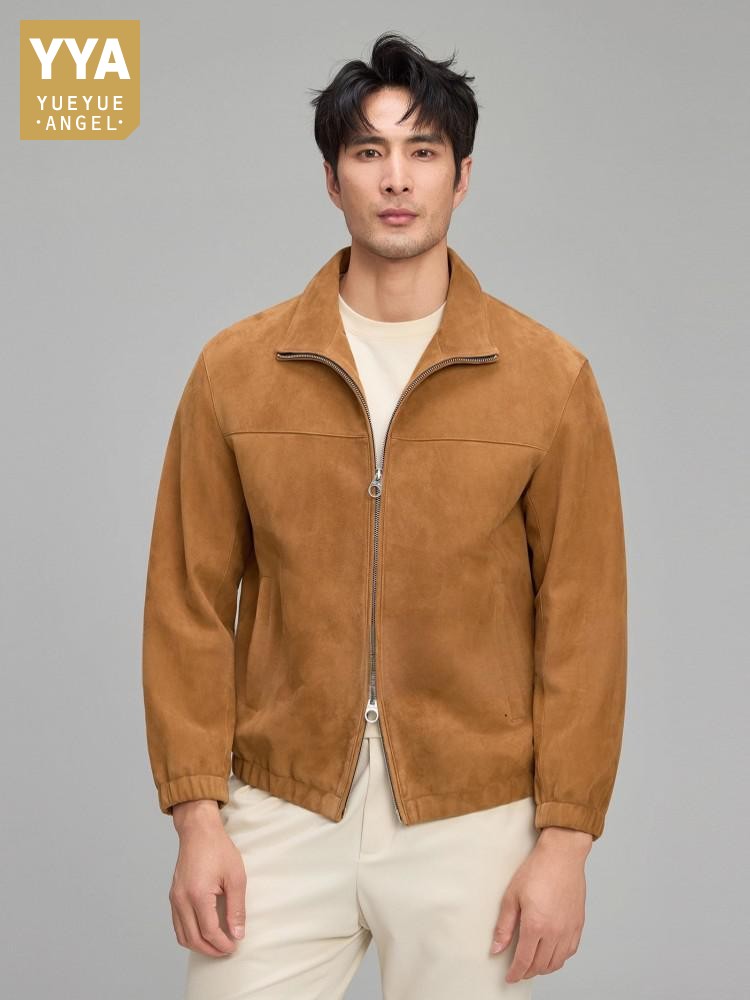 Leather Work Jacket Mens - Veste de luxe en daim naturel