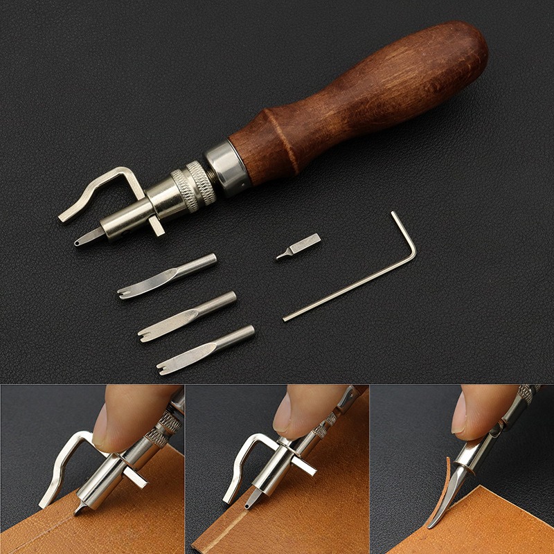 Leatherwork Edge Beveler - Kit de 7 outils professionnels réglables