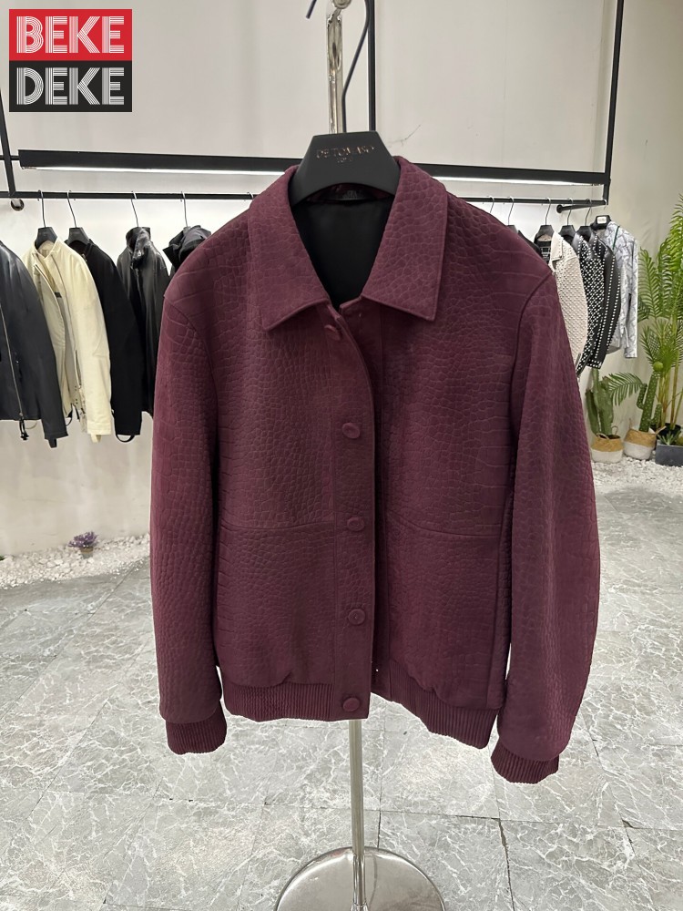 Leather Work Jacket Mens - Veste en cuir véritable pour homme,