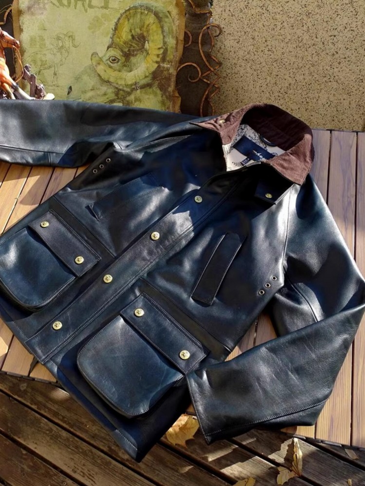 Veste en cuir de vache véritab - Leather Work Jacket Mens avis et prix