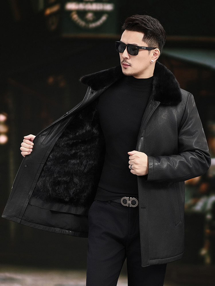 Hommes de luxe hiver véritable - Leather Work Jacket Mens avis et prix