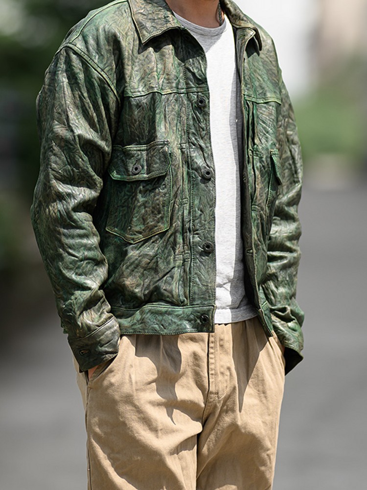 Veste vintage en peau de mouto - Leather Work Jacket Mens avis et prix
