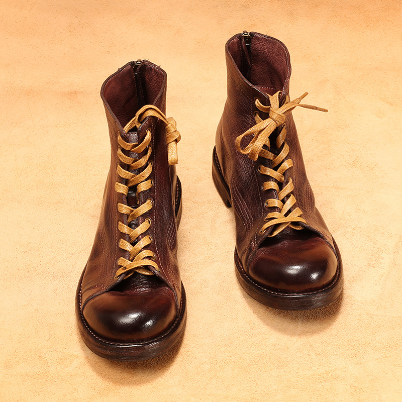 Bottes montantes en cuir de ch - Leather Work Flats avis et prix