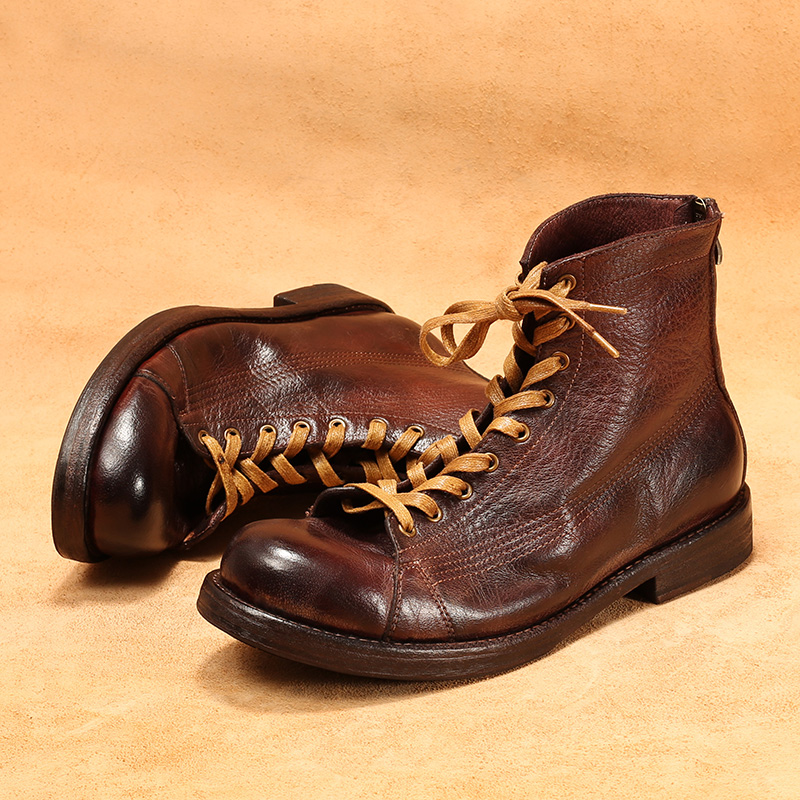 Bottes montantes en cuir de ch - Leather Work Flats avis et prix