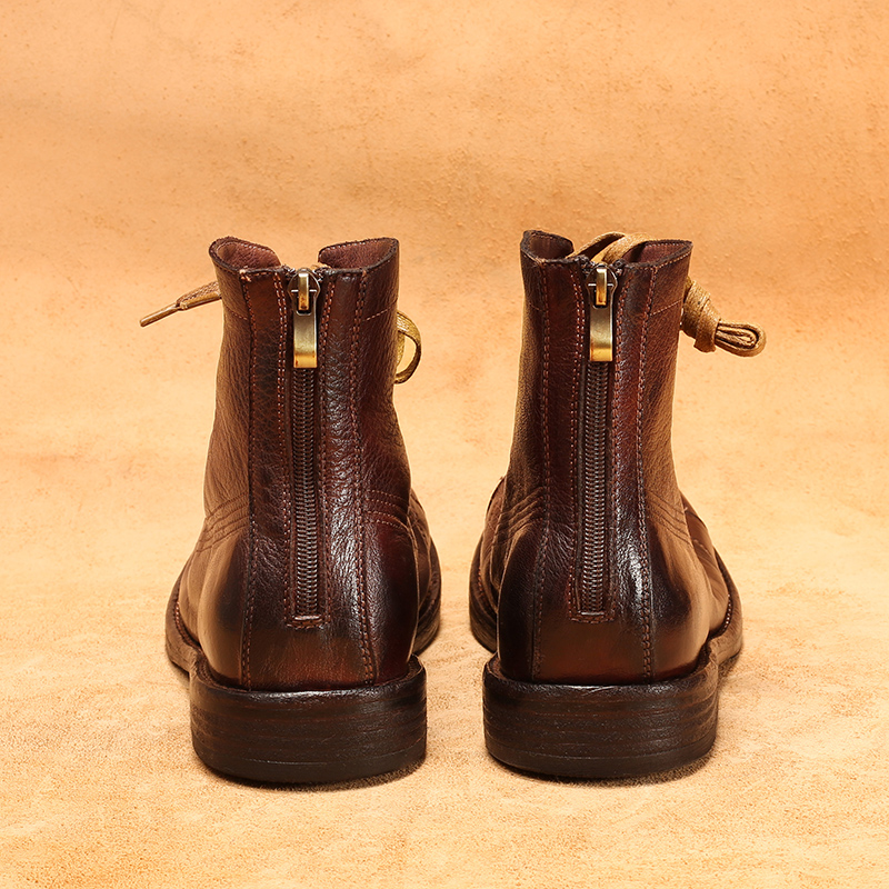 Bottes montantes en cuir de ch - Leather Work Flats avis et prix
