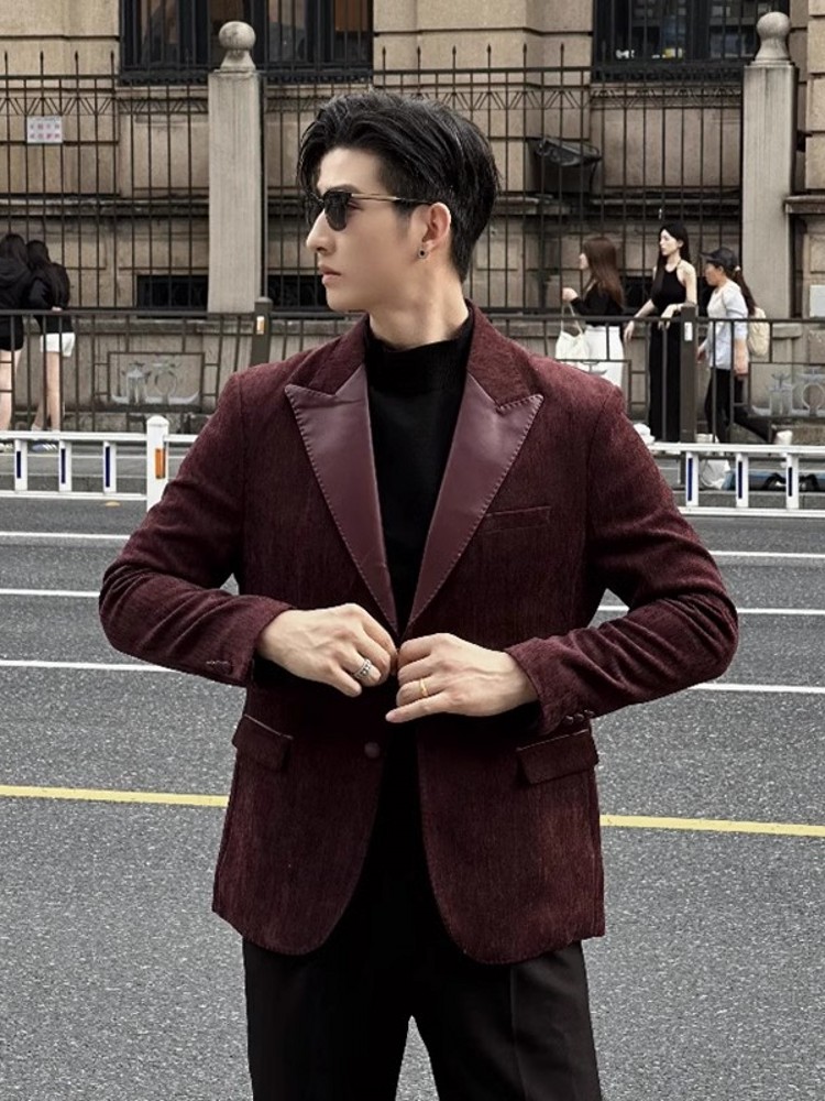 Blazer en cuir PU coupe couver - Leather Work Jacket Mens avis et prix