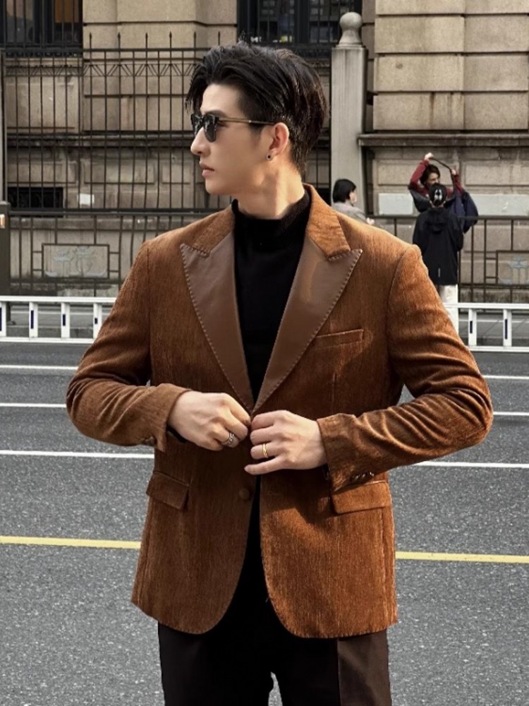 Blazer en cuir PU coupe couver - Leather Work Jacket Mens avis et prix