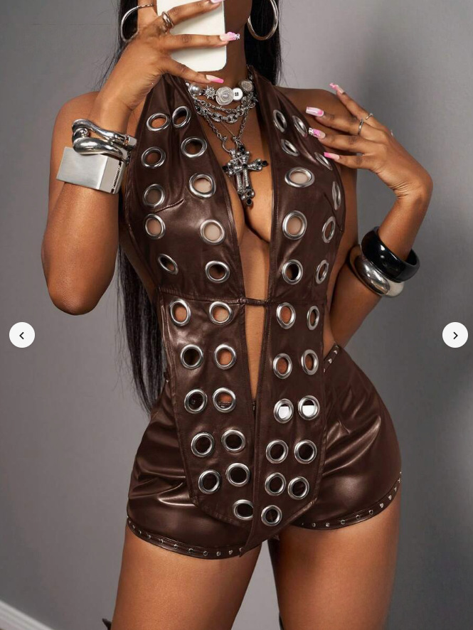 STYLISH LADY Hauts licou noirs - Leatherwork Eyelets avis et prix