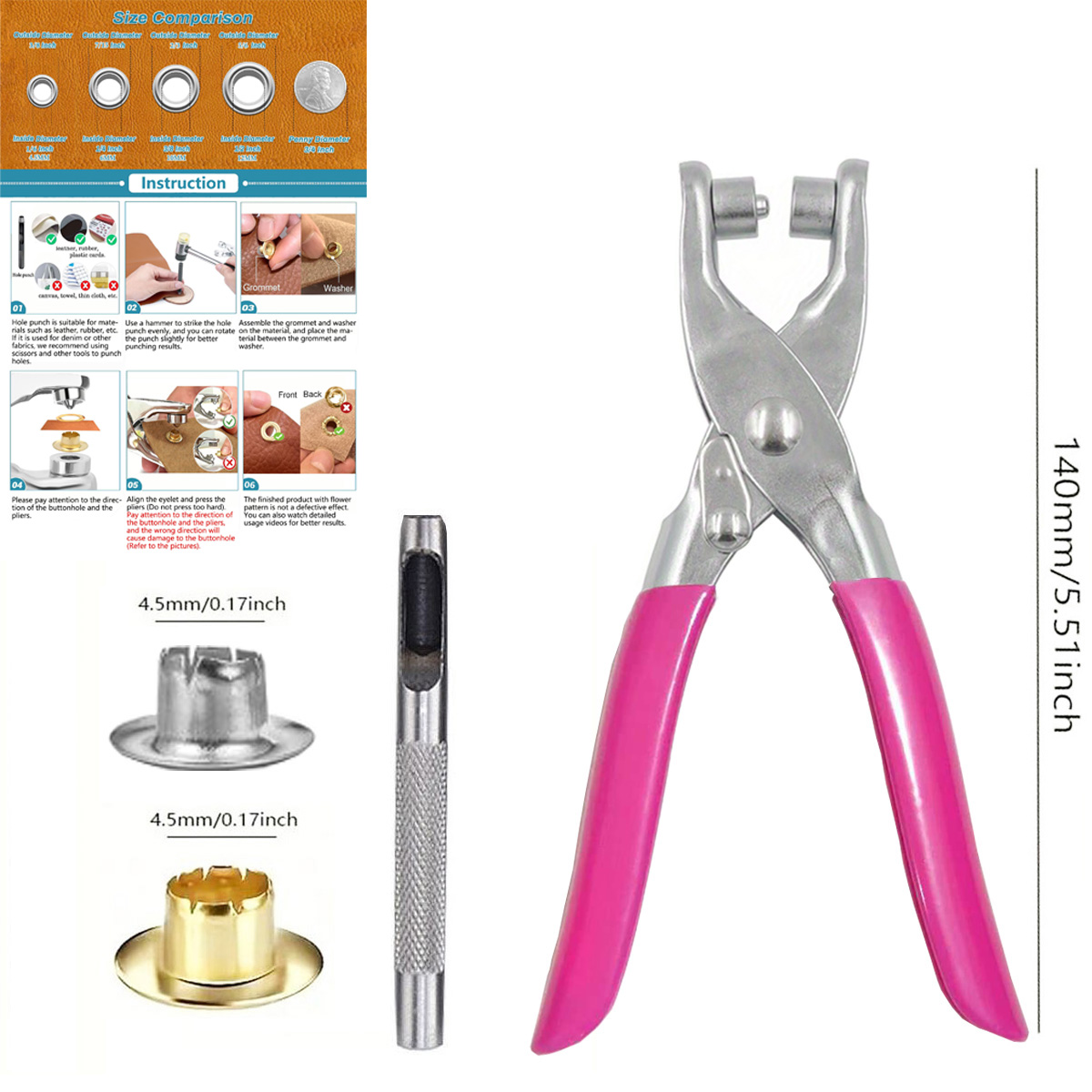 Kit d'outils pour œillets de 4 - Leatherwork Eyelets avis et prix
