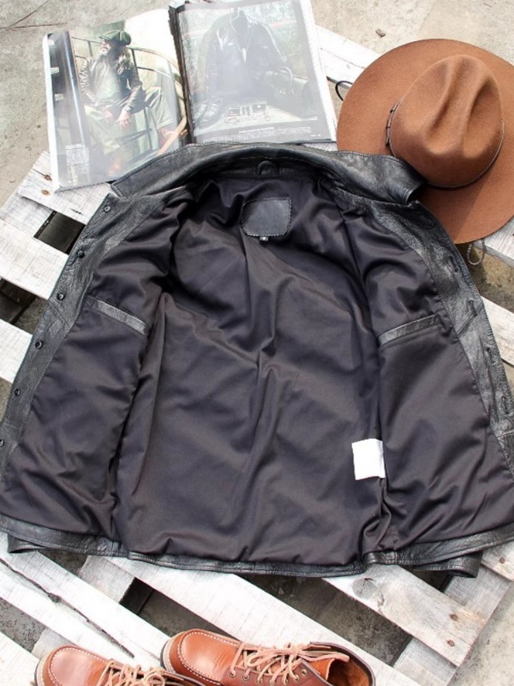 Punk hommes veste en cuir véri - Leather Work Jacket Mens avis et prix