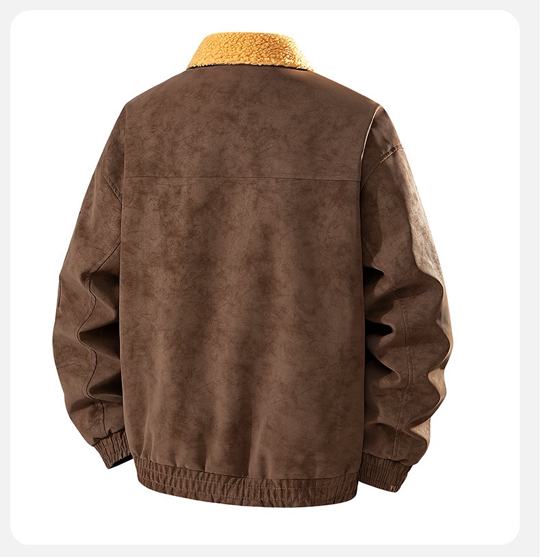 Veste en PU rétro épaisse et c - Leather Work Jacket Mens avis et prix