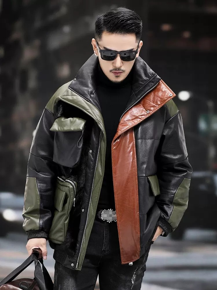Grande poches travail doudoune - Leather Work Jacket Mens avis et prix